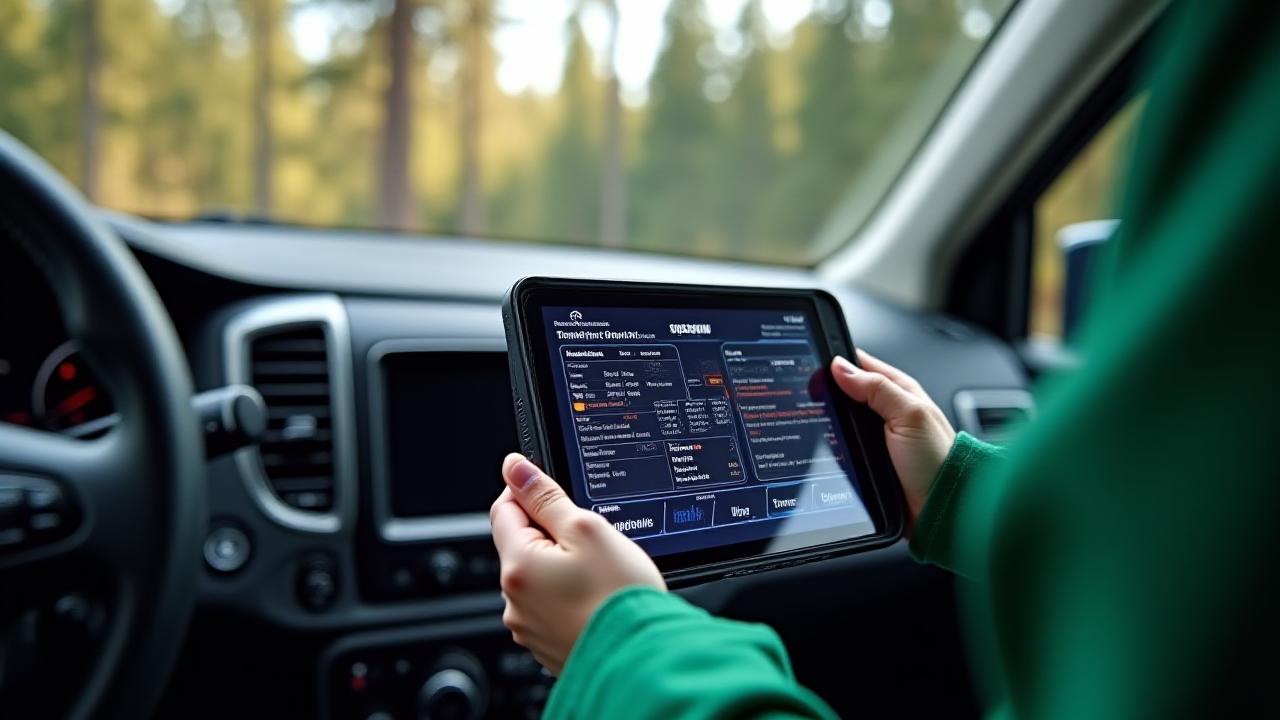 Профессиональное диагностическое оборудование подключено к автомобилю