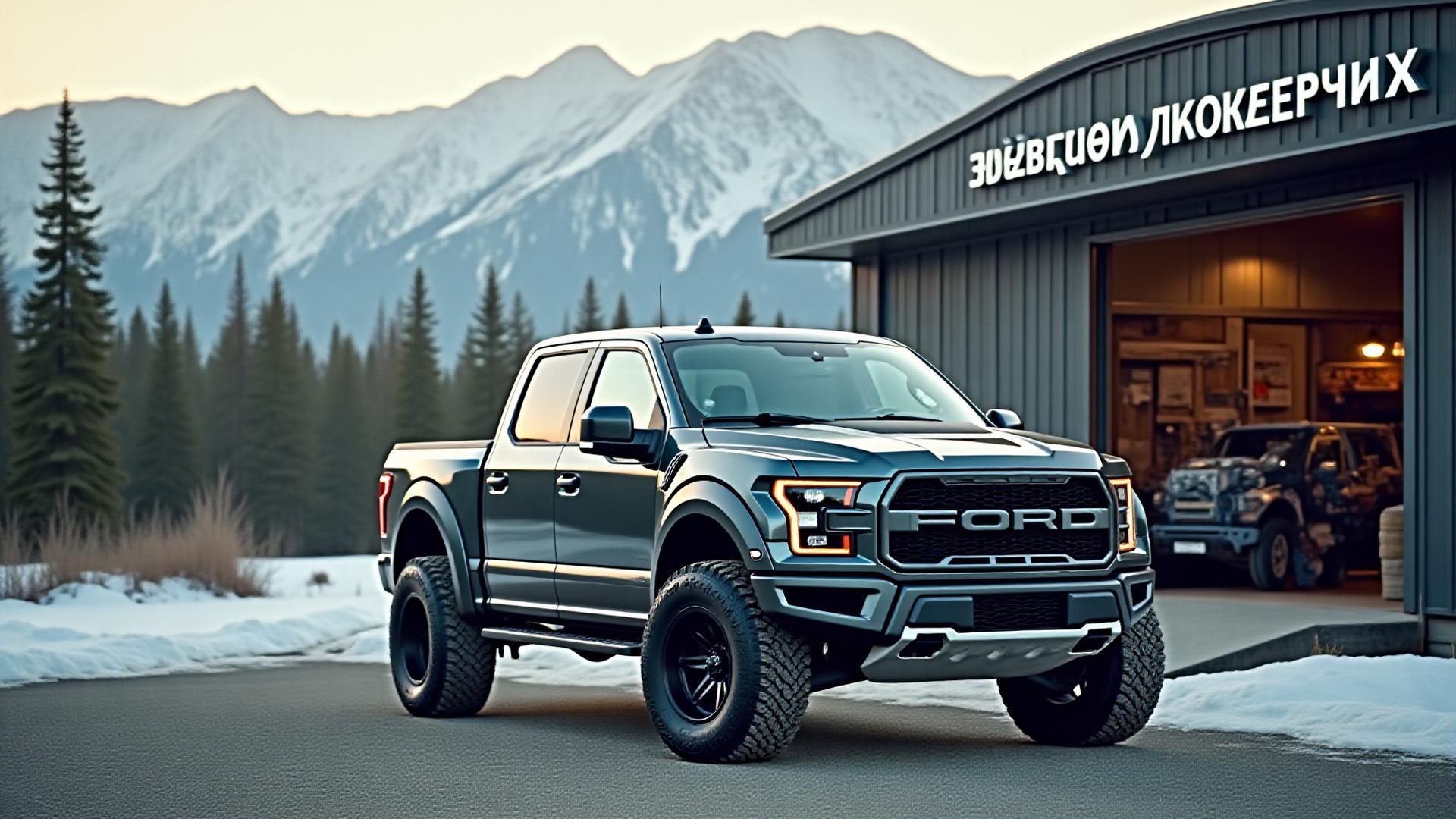 Внедорожник в суровых лесах Аляски рядом с Лесным Автосервисом